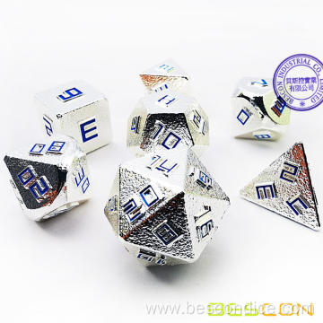 Bescon Shiny Silver-Ore Lode Solid Metal Dice Set